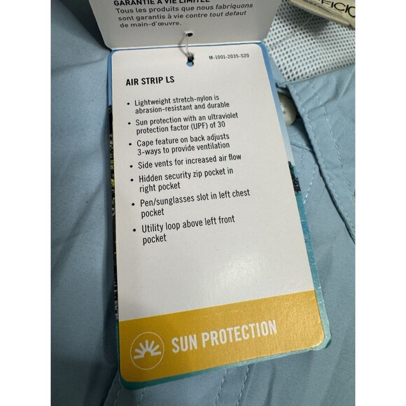 NWT EXOFFICIO Air Strip LS Vented Shirt Sz M Blue UPF 30 Quick Dry Lite Weight - Picture 15 of 16